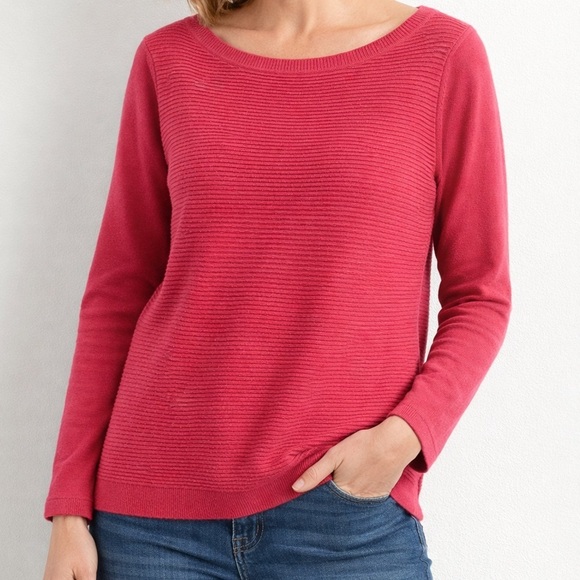 Talbots Sweaters - Talbots Pink Ribbed Boat Neck Sweater Women’s Medium Preppy Classic Knit